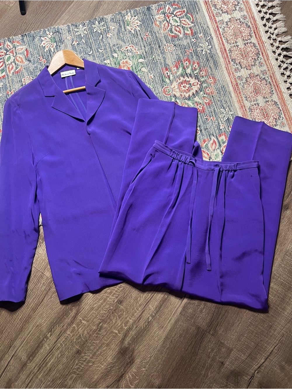 Vintage two piece 100% silk purple Madison Studio